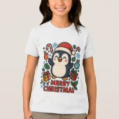 AMITA | Prettig Kerst Pinguïn Tri-Blend Shirt (Voorkant)