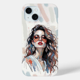 AMITA | Zachte Pastel Kunst Vrouw Telefoonhoesjes iPhone 15 Case