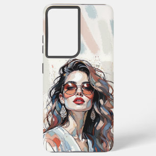 AMITA Zachte Pastel Kunst Vrouw Telefoonhoesjes Samsung Galaxy Hoesje