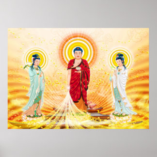 Amitabha Boeddha en Bodhisattva Poster