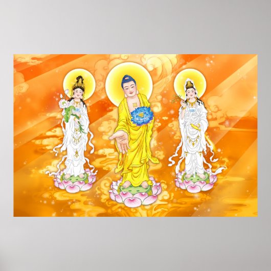 Amitabha Boeddha en Bodhisattva Poster (Voorkant)