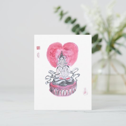 Amitabha Buddha Heart Briefkaart (Staand voorkant)