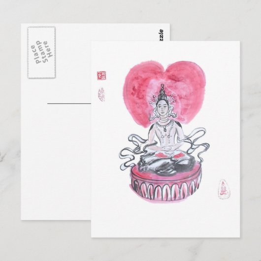 Amitabha Buddha Heart Briefkaart (Voorkant / Achterkant)