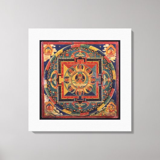 Amitayus mandala, 19e-eeuwse Tibetaanse school Canvas Afdruk (Voorkant)