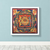 Amitayus mandala, 19e-eeuwse Tibetaanse school Canvas Afdruk (Insitu (Houten vloer))