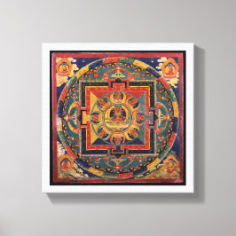 Amitayus mandala, 19e-eeuwse Tibetaanse school Canvas Afdruk
