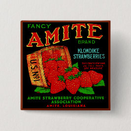 Amite Klondike aardbeien Vierkante Button 5,1 Cm
