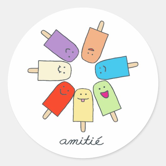 Amitié Ronde Sticker (Voorkant)