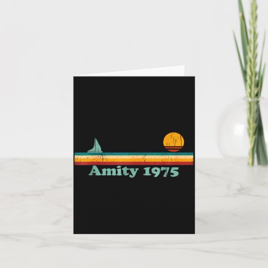 Amity 1975 Retro Sailboat And Sunset Design Idea Kaart (Voorkant)