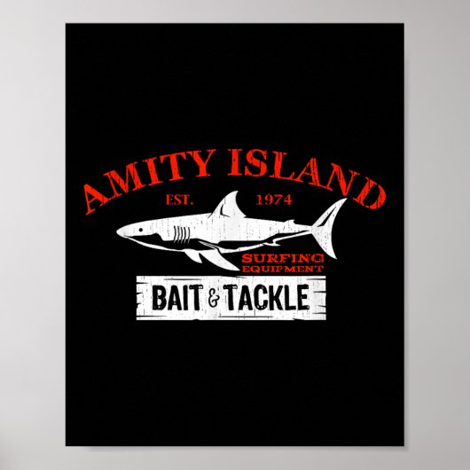 Amity Island Aas En Visuitrusting Retro Vissen Poster (Voorkant)