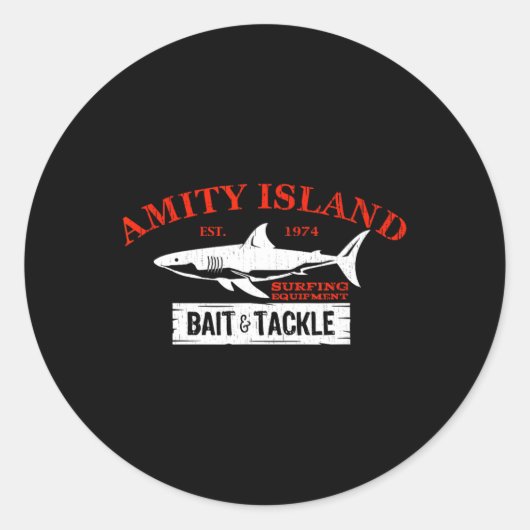 Amity Island IT en Tackle Retro Gevist 1 Ronde Sticker (Voorkant)