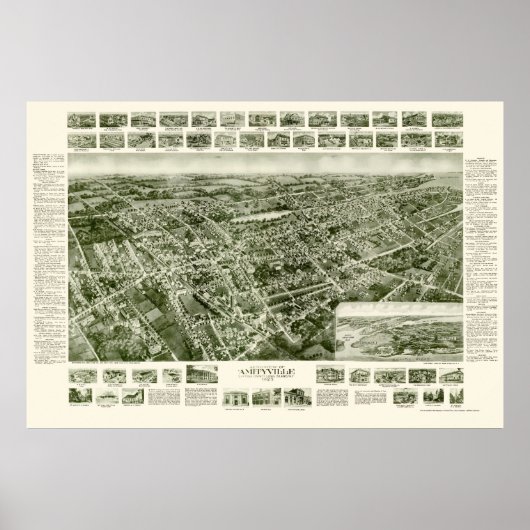 Amityville, NY Panoramic Map - 1925 Poster (Voorkant)