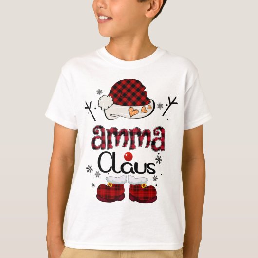 Amma Claus Rood Plaid - Oma Gift T-shirt (Voorkant)