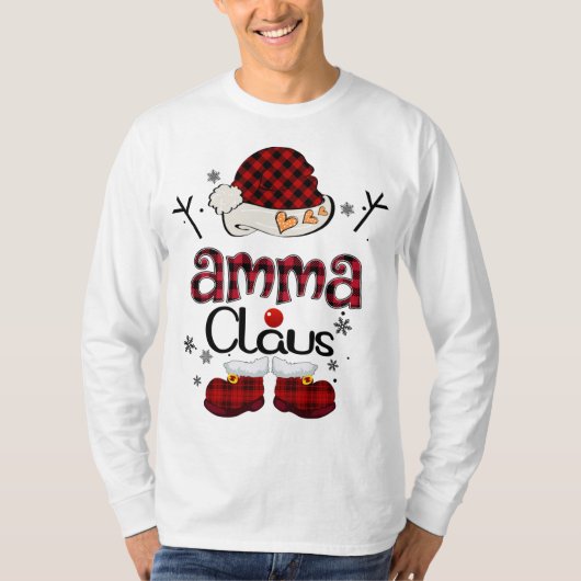 Amma Claus Rood Plaid - Oma Gift T-shirt (Voorkant)
