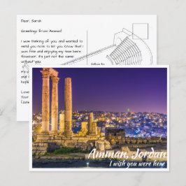 Amman Jordan met Citadel bij nacht Briefkaart