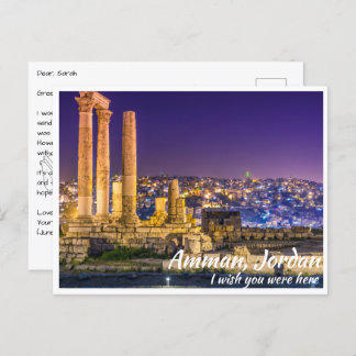 Amman Jordan met Citadel bij nacht Briefkaart