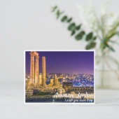 Amman Jordan met Citadel bij nacht Briefkaart (Staand voorkant)