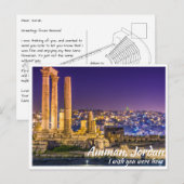 Amman Jordan met Citadel bij nacht Briefkaart (Voorkant / Achterkant)
