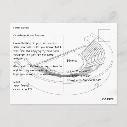 Amman Jordan met Jordaanse vlag Briefkaart (Achterkant)