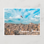 Amman Jordan met Jordaanse vlag Briefkaart (Voorkant)