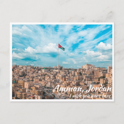 Amman Jordan met Jordaanse vlag Briefkaart (Voorkant)