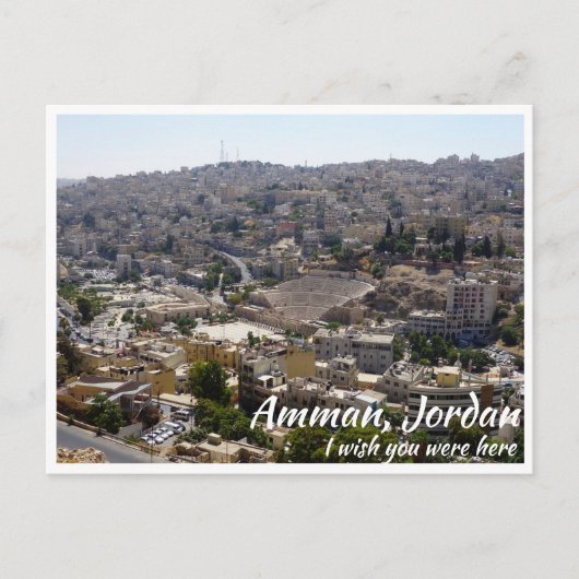 Amman Jordan met Roman Theater uit Afar Briefkaart (Voorkant)