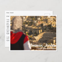 Amman Jordan met vrouw die naar het Romeinse theat