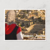 Amman Jordan met vrouw die naar het Romeinse theat Briefkaart (Voorkant)