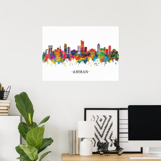 Amman Jordan Skyline Poster (Thuiskantoor)