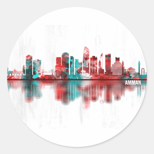 Amman Jordan Skyline Ronde Sticker (Voorkant)