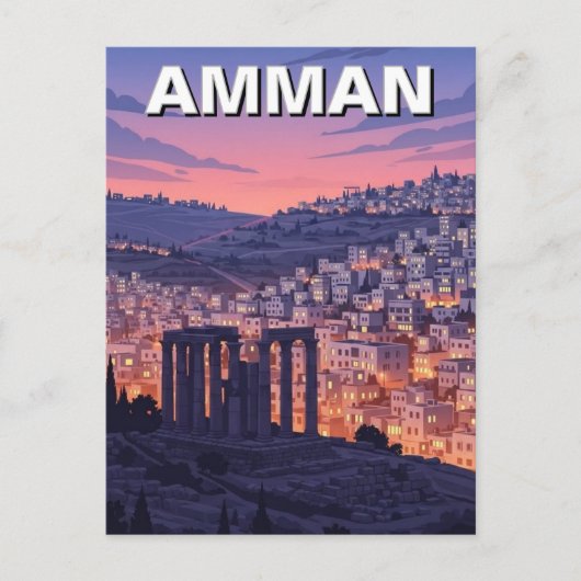 Amman Jordan Travel Briefkaart (Voorkant)