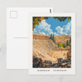 Amman Jordan Travel Briefkaart (Voorkant / Achterkant)