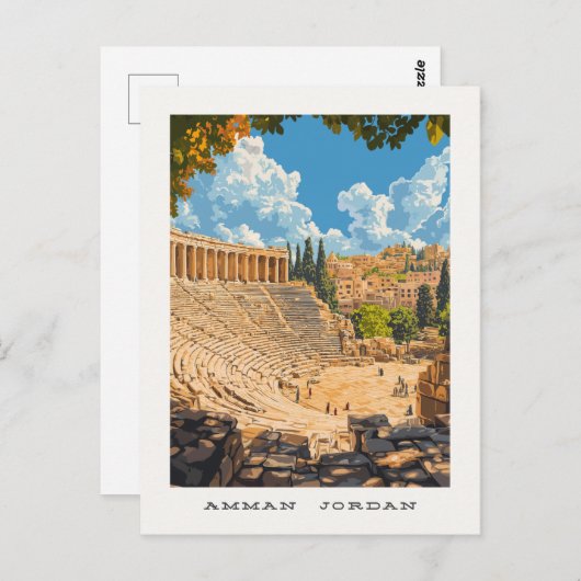 Amman Jordan Travel Briefkaart (Voorkant / Achterkant)