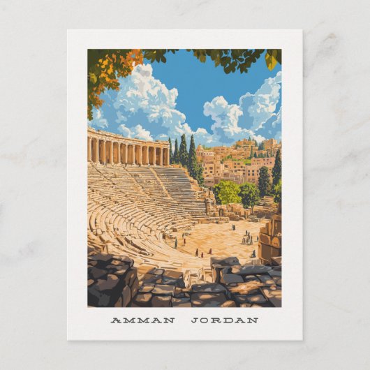 Amman Jordan Travel Briefkaart (Voorkant)