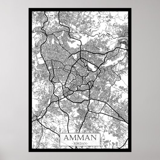 Amman Jordanië Stad Kaart Poster (Voorkant)
