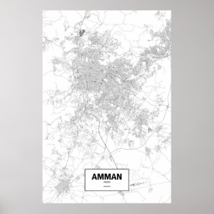 Amman, Jordanië (zwart op wit) Poster