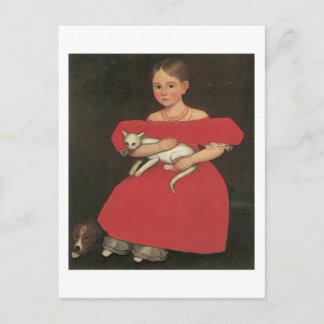 Ammi Phillips Girl in Red met haar kat en hond Briefkaart