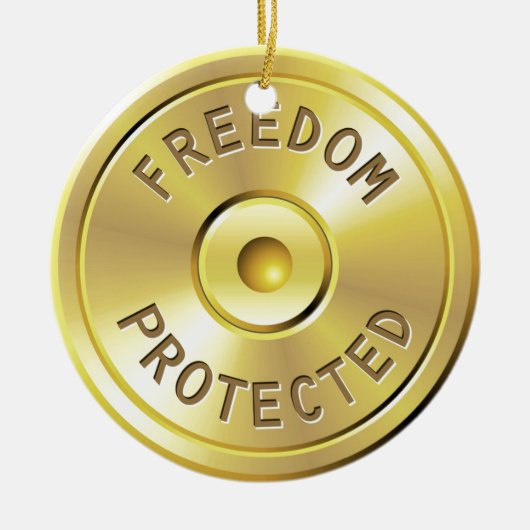 Ammo-cartridge voor een afgevuurde kogel, vrijheid keramisch ornament (Voorkant)