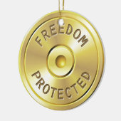 Ammo-cartridge voor een afgevuurde kogel, vrijheid keramisch ornament (Links)