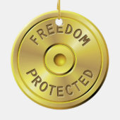 Ammo-cartridge voor een afgevuurde kogel, vrijheid keramisch ornament (Achterkant)