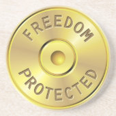 Ammo-cartridge voor een afgevuurde kogel, vrijheid zandsteen onderzetter (Voorkant)