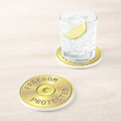 Ammo-cartridge voor een afgevuurde kogel, vrijheid zandsteen onderzetter (Zijkant)