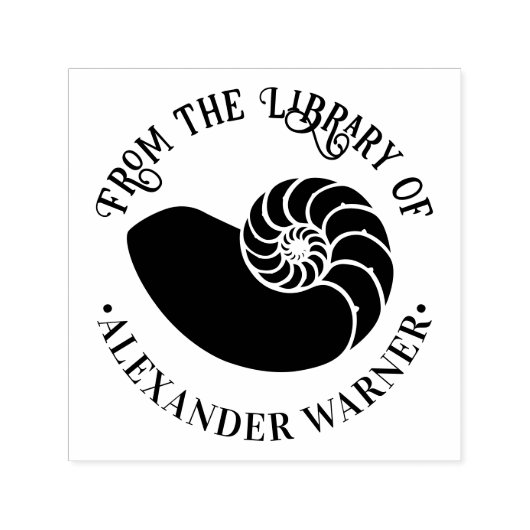 Ammoniet Fossiel Shell #2 Beach Library Boek Zelfinktende Stempel (Design)