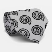 Ammoniet Fossiel, Spiraal Seashell in Grijs en Zwa Stropdas (Opgerold)