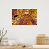 Ammoniet Fossiel Wandkunst | Aardtint Abstract Poster (Keuken)