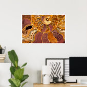 Ammoniet Fossiel Wandkunst | Aardtint Abstract Poster (Thuiskantoor)