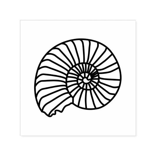 Ammoniet Fossiele Schelp Zeekust Strand Afbeelding Zelfinktende Stempel (Design)