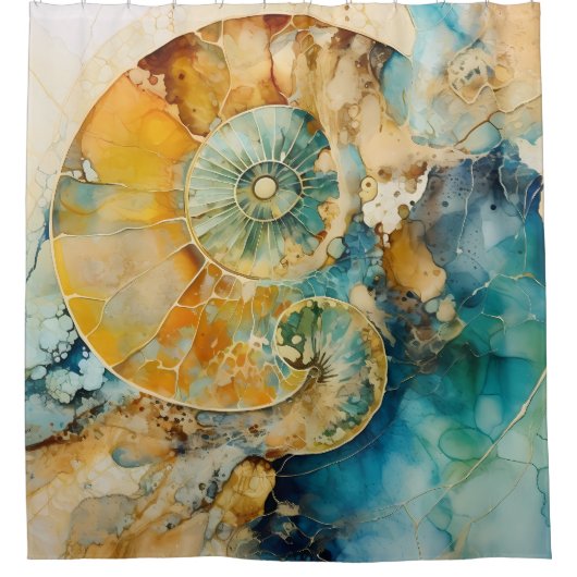 Ammoniet Gem Fossiel Douche Gordijn (Voorkant)