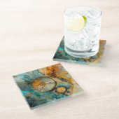 Ammoniet Gem Fossiel Onderzetter Glazen Onderzetter (Schuin)