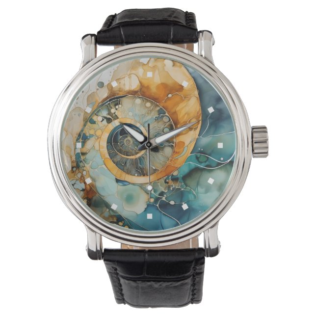 Ammoniet Gem Fossiele Horloge (Voorkant)